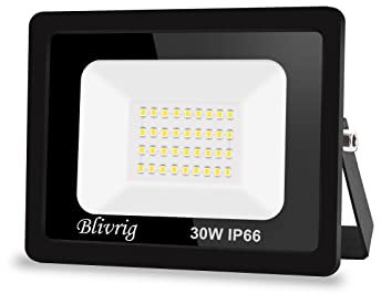 Blivrig LED Strahler Außen 30W, 3000LM Scheinwerfer Superhell 3000K Warmweiß, Wasserdicht IP66 Außenleuchte Flutlicht für Hof, Garage, Sportplatz, Flur, Garten
