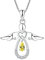 FJ Damen Kette Schutzengel Anhänger Halskette 925 Sterling Silber Engel Kette Citrin November Geburtsstein Halskette Schmuck Geschenke für Frauen Mädchen