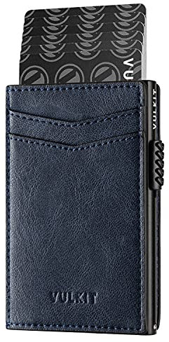 VULKIT Porte Cartes de Crédit Portefeuille de Cartes en Cuir Blocage RFID Porte Cartes de Visite Automatique pour Cartes et Billets