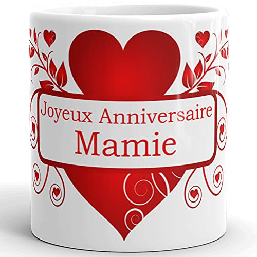 Kalféa Mug anniversaire mamie Tasse amour joyeux anniversaire à sa grand-mère idée cadeau impression haute qualité en panoramique Française