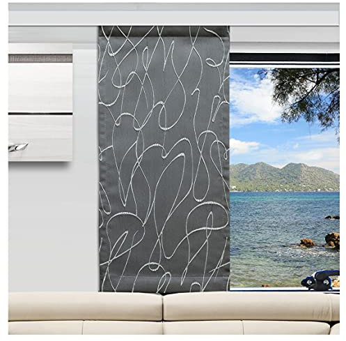 SeGaTeX home fashion Flächengardine Wohnwagen-Dekopaneele Joran in grau-Silber Caravan-Gardine mit Effektstickerei Fertigung nach Maß Höhe 40-80 cm, Breite wählbar