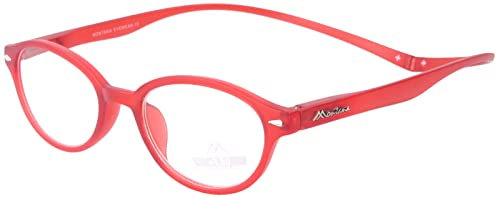 Ovale, funktionelle MONTANA-Lesebrille/-hilfe MAG mit Magnetbügelenden und transparentem Stecketui in verschiedenen Farbe rot + 2,50 dpt