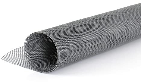 Toile moustiquaire en Fibre de verre enduite de PVC (1m x 30m, Gris)