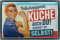 LANOLU Retro Blechschild Küche - Vintage Schild mit Spruch - KÜCHENREGELN SELBSTREINIGUNG - lustige Wanddeko Küche - Poster als Metallschild, 20x30 cm
