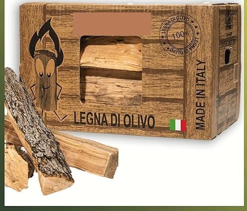 Legna da Ardere di Ulivo Olivo per Camino in scatole da 10kg , ideali per Barbecue, Forni e Stufe a Legna (20kg)