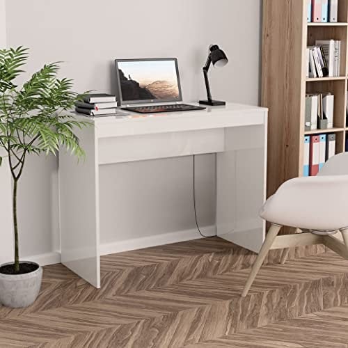 WIFESE Schreibtisch Hochglanz-Weiß 90x40x72 cm Holzwerkstoff Computertisch Bürotisch Gaming Ecktisch Homeoffice Schreibtisch für Kinder Laptop-Tisch Büromöbel Elegantes und Modernes Design