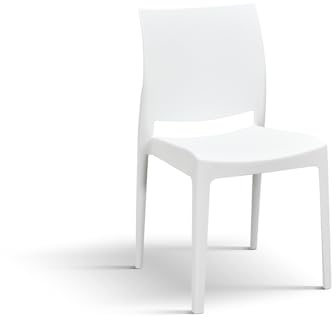 PAZZO DESIGN Chaise Alberto, Ensemble De 4Chaises, Blanc, Polypropylène, Empilable - id_2080