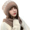 Eastern Wind mütze schal Set Dicke Damen Strickmütze, Mütze und Schal in einem. Doppelseitige Ausführung, Fleecefutter warm weich elastisch