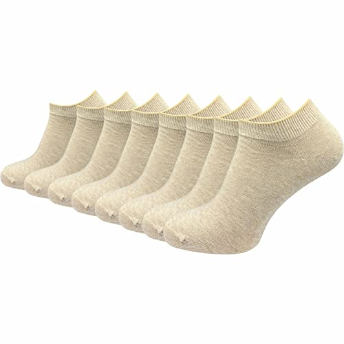 GAWILO Damen & Herren Sneaker Socken aus 100% reiner Baumwolle (8 Paar) | kurze & dünne Natur Füßlinge | ohne drückende Naht über den Zehen