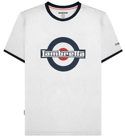 Lambretta Mens Logo Ringer Short Sleeve T-Shirt - White - 4XL