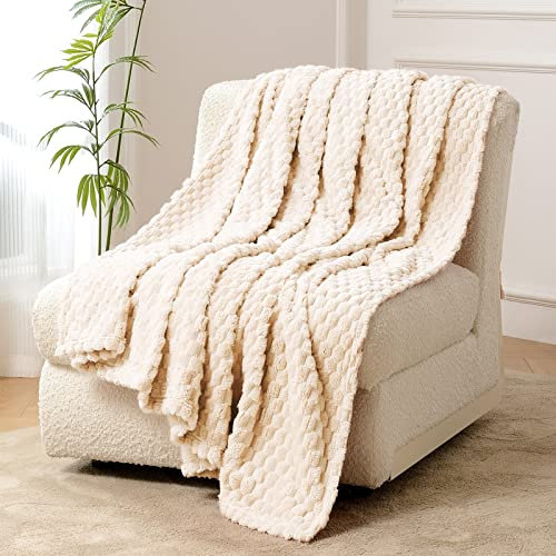 FY FIBER HOUSE Fleece Kuscheldecken, extra weiche Flauschige Decken, leichte, gemütliche Mikrofaser Sofadecke/Wolldecke für Büro, Sessel und Camping, 150x200cm, Beige
