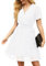 GRECERELLE Womens Summer Casual Wrap Dress Chiffon Cute Pleated Beach Tie Waist Dresses for Women (White, M)