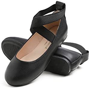 Feversole Girls Cute Dress,Ragazze Mary Jane Strap Scarpe Basse Ballerine da Principessa Scarpe da Scuola Piatte Nero 29 EU