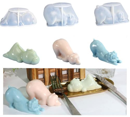 KyeeaDIY 3D Tiere Silikonform Bär Fondant Formen Silikon Drachen Epoxidharz Form Hund Kerzen Gießformen Harzformen Animals Silicone Fondant Molds DIY Backen Modellierung Schokolade Seife Kuchen Deko