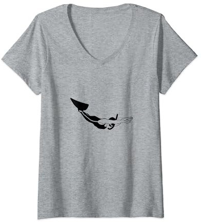 Damen Monoflosse Schwimmen T-Shirt mit V-Ausschnitt