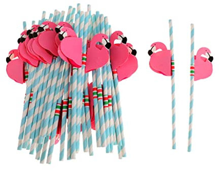 Tiuimk Lot de 25 pailles en papier nid d'abeille flamant rose, parfaites pour les soirées tropicales Luau, les fêtes à la piscine et les événements sur le thème de la plage