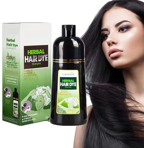 Dyceittdia 500ml Shampoo per la Tintura Dei Capelli, Shampoo Naturale per Capelli Neri, Shampoo alle Erbe, Shampoo colorante istantaneo per capelli, Copertura dei Capelli Grigi, conditioner