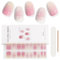 EBANKU 20PCS Pink Marble Cloud Gel Nail Stickers - Long Lasting UV Strips With Nail File & Wooden Stick for Women Manicure