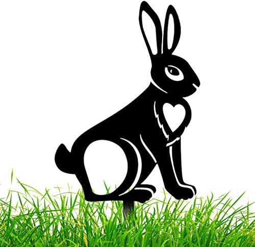 Gartenstecker mit Tier-Silhouette, Hasen-Gartendekoration, Tier-Silhouetten, Gartenskulpturen und Statuen, Hasen-Gartendekoration Exbert