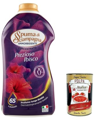 3x Spuma di Sciampagna Konzentrierter Weichspüler Prezioso Ibisco 65 Wäschen 1300ml + Italian Gourmet polpa 400g