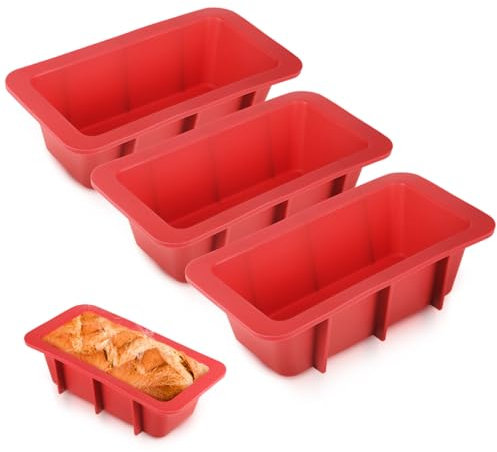 SIWOKJJO 3 Stück Silikon Brotbackform, Silikon Toastbrot Backform Rechteckig Kastenform Kuchen Silikon, Antihaft Ende kastenform Kuchen für Hausgemachte Brote, Kuchen, Hackbraten, Brötchen Backform