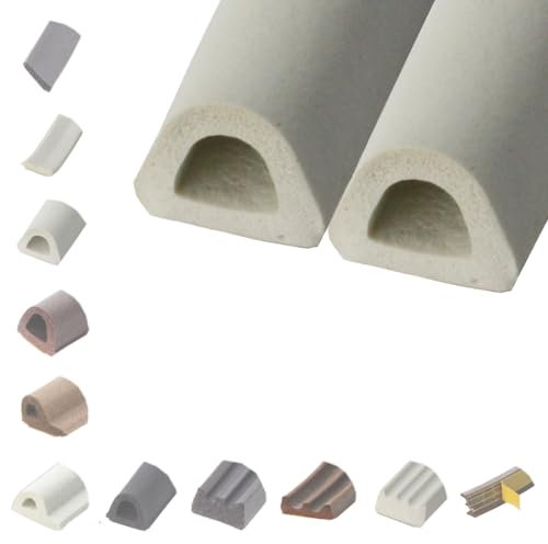 BRESKO 6-100 m Fensterdichtung Selbstklebend Dichtung Gummidichtung Epdm Türdichtung Dichtband Gummi Fenster Profil Abdichtung Dichtungsprofil (D - 12x10 mm - weiß, 2 x 5 m (10 m))