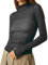 Geagodelia Womens Sheer Mesh Layering Top Long Sleeve Mock Neck See Through Y2K Top Tees Shirts with Thumb Holes (Black, XL)