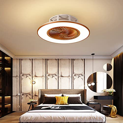 entyze Modern Creativity 22 Ceiling Fans with Lights Remote Control, Dimmable Led Lighting Ceiling Fans, 3 Colors 3 Speeds, Indoor Outdoor Bedroom Living Room Flush Mount Bladeless Fans/Gold