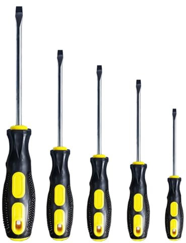 Set di cacciaviti a testa piatta (5 set nelle seguenti dimensioni Cacciavite a taglio con punte magnetiche Impugnatura ergonomica morbida di cacciavite piatto standard o di precisione