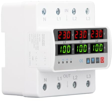 Trifase Protezione Di Tensione, Protezione Della Tensione Regolabile Protezione Corrente Di Tensione, AC 220V 380V100A Ripristino Automatico Dispositivo Di Protettore Di Sovratensione E Sottotensione