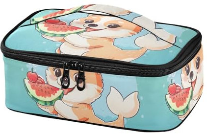 Bonita lonchera de sirena Corgi para mujeres y hombres, lonchera aislada portátil, bolsa térmica para escuela, oficina, picnic, viajes