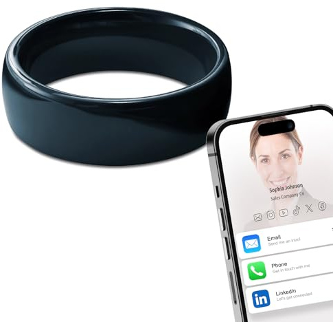 Ntag215 NFC Anello intelligente in ceramica compatibile con telefoni e dispositivi abilitati NFC programmabile 504 byte per tag aziendali applicabile a iOS e Android (nero, US #10)