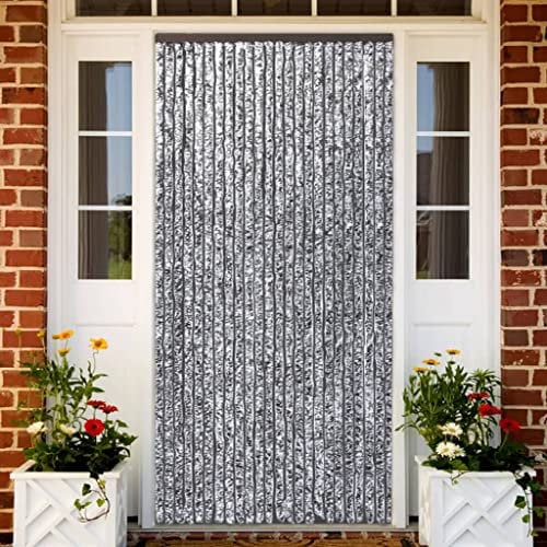 Kavolet Türvorhang aus Chenille, 100x220 cm Fadenvorhang Insektenschutz Fliegenschutz Vorhang Flauschvorhang Plüschvorhang Türvorhang für Camping Wohnwagen Braun und Beige