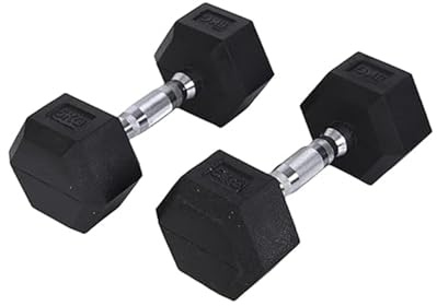 Endless Pair of 5 Kg (2 * 11 LB) Hexagon Rubber Coated Dumbbell | Black | Material: Iron and Rubber | Perfect for Bodybuilding, Fitness, Weight Lifting and Training at Home or Gym