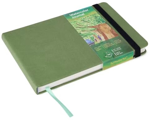 tumuarta Aquarell Skizzenbuch, 300g, 25% Baumwolle, 14x21 CM, 24 Blatt, 48 Seiten, Säurefrei, Aquarellbuch, Mixed Media Künstlerpapier Aquarellpapier Journal Block Ideal für Aquarell, Acryl