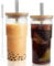 VMUTGA Becher mit Deckel und Strohhalm, 2 x 600ml Trinkgläser, Trinkbecher mit Strohhalm，Edelstahl-Strohhalm-Trinkglas mit Deckel für Milch, Softdrinks, Milchtee und Kaffee