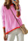 Cuptacc Damen Pullover Winter Baumwolle Oversized Gestreiftes Shirt Rundhalsausschnitt Langarm Tshirt Pink 2XL 50-52