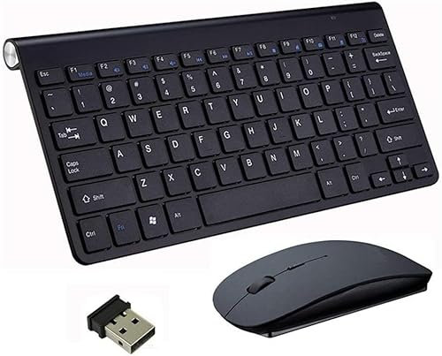 Wireless Keyboard and Mouse Set,Portable 2.4G Keyboard and Mouse Combo,Wireless Keyboard and DPI Adjustable Mouse for Windows,Surface,Android Smart TV-UK Layout (Black)