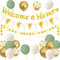 Willkommen Zuhause Deko Welcome Home Banner Welcome Back Girlande Herzlich Willkommen Zurück Dekoration für Zuhause Baby Geburt Showerparty (Grün Gold)