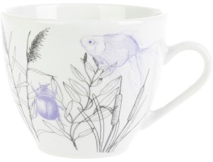 GENEVIEVE LETHU 538758 Tasse 18 cl Porcelaine - Gamme DANS MON JARDIN - Ø 8.5 cm H 7 cm - Coloris Bleu-noir