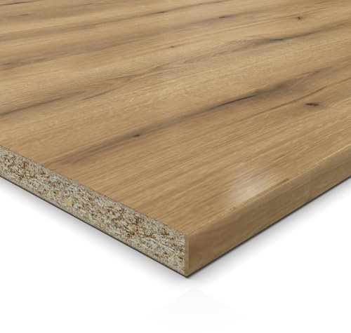 19mm Spanplatte Zuschnitt Eiche Evoke Coast melaminharzbeschichtet Länge bis 200cm Dekorplatten Zuschnitte mit Umleimer Auswahl: 50 x 20 cm (ABS Kante lange Seite)