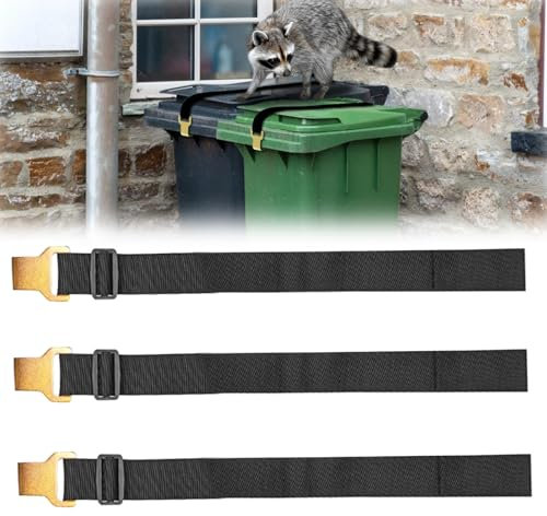 WIYETY Trash Locks Lot de 3 serrures de poubelles à roulettes résistantes aux ours : fermeture pour poubelles et poubelles de 60 à 360 litres, verrous réglables pour animaux, serrure de poubelle