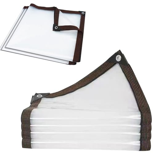 Transparente Poly-Plane, für den Außenbereich, transparent, wasserdicht, mit Ösen und verstärkten Kanten, verstärkte Kanten, für Terrassengehege, Gartenarbeit, Hühnerstall (6 x 6 m)