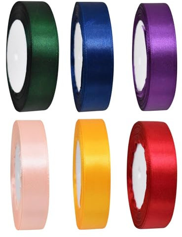6 Farben Polyester Satinband, Geschenkband Breit, Geschenkband satin, Bunte Satin Band Seidenband, Geschenkbänder Satin für Hochzeit Dekoration, Geschenk Verpacken, Basteln