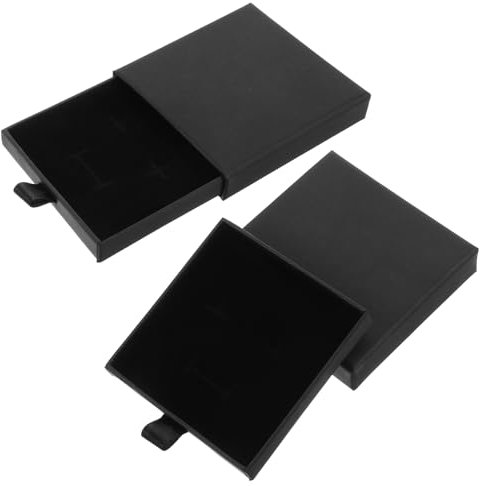 2 Stück Schmuck Geschenkbox,Kleine Schmuckschachtel,Thick Papier Schmuckschatulle,Ausziehbare Geschenkbox Klein,Schmuckaufbewahrung für Armbänder,Halsketten,Ohrringe,Ringe,Schmuckgeschenke(Schwarz)
