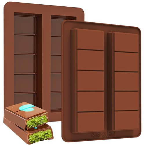 Kamehame Silicone Chocolate Bar Moulds 2 Pcs Small with Scraper, Deep, Mini, Thick