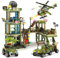Army Station Military Base Building Blocks Set, WW2 Battle Base Building Bricks Kit, with Military Truck, Army Car, Airplane and Portable Storage Bucket, City War Roleplay Toy Gifts for Kids Adults