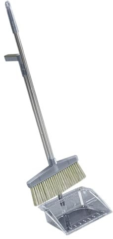 Broom with Dustpan Combo Set,Light Weight Broom with Dustpan Combo Set Long Handle Dustpan Dustpan Comb for Homes Offices Shops Kitchen (Gray)