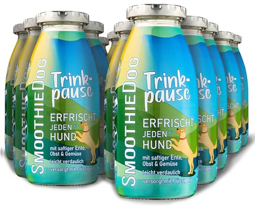Hunde Smoothie SmoothieDog 12er Trinkpause (Ente) - Flüssiges Hundeleckerli - Zucker- & glutenfrei - je 250ml