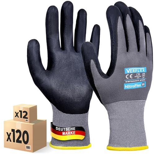 MK-Glove Arbeitshandschuhe Herren aus Nylongewirke (3 Paar) - Präzise und Angenehme Schutzhandschuhe - Robust Montagehandschuhe aus Atmungsaktiv Maschenware - Grau - 7-S
